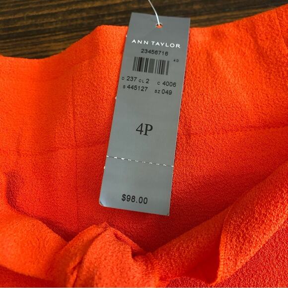 NWT Ann Taylor MIDI Skirt Women’s Sz 4 Pleated Orange Pleated Preppy Career - Picture 12 of 14